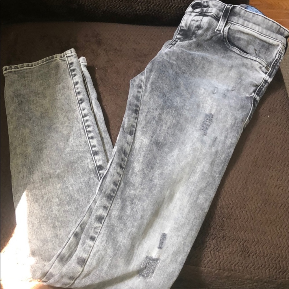 Diesel gray distressed “skinzee” skinny jeans